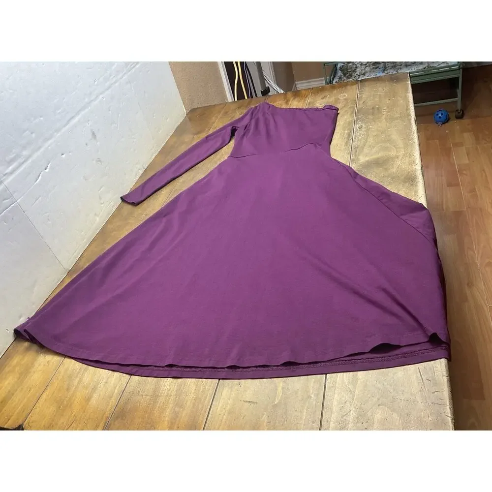 Pact Organic Cotton Purple One Shoulder Fit & Flare Midi Dress Small Minimalist